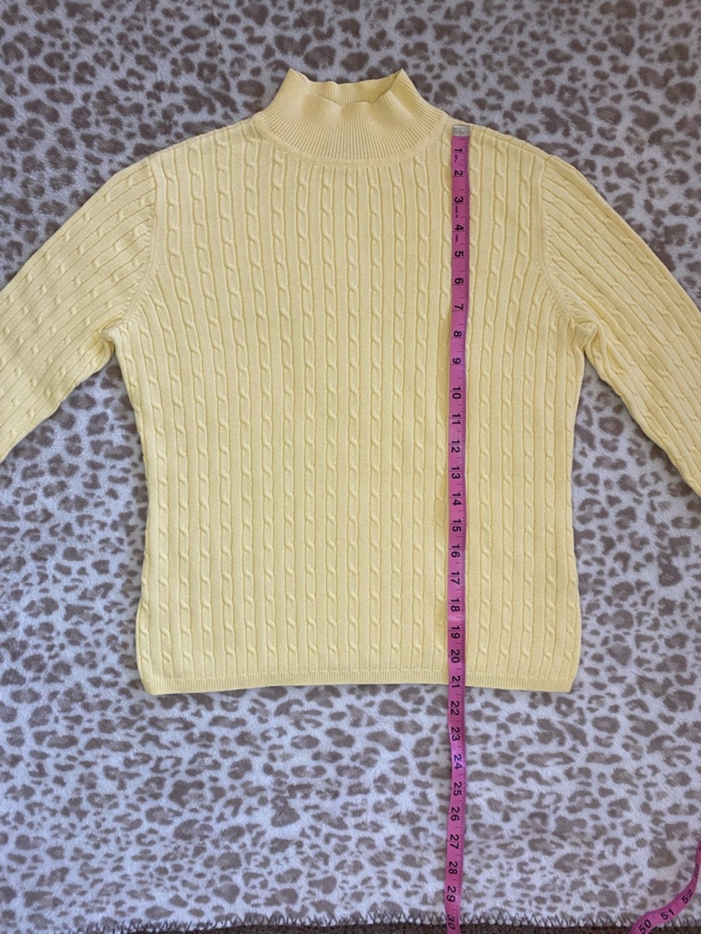 Classic Elements Butter Yellow Cable Knit Mock Neck Sweater, Soft, Cozy, Size S - Picture 6 of 12